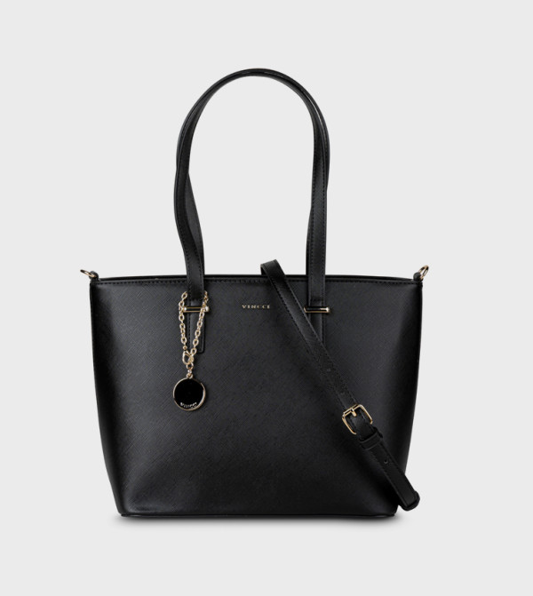 Textured Zip Closure Tote Bag