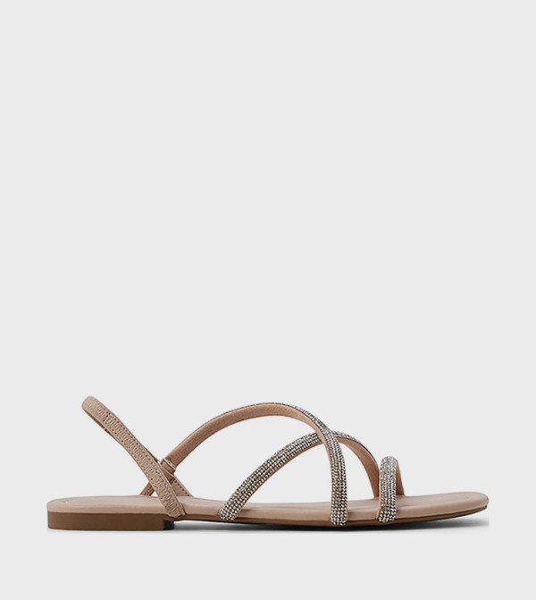 VIIRA Embellished Open Toe Flat Sandals