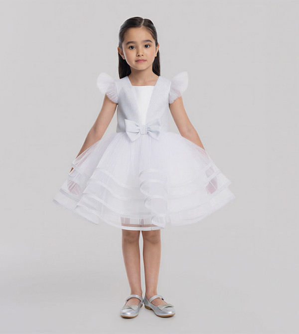 Bow Detail Layered Midi Dress