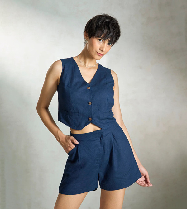 Solid Linen Sleek Vest Top