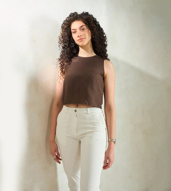 Solid Linen Sleeveless Top