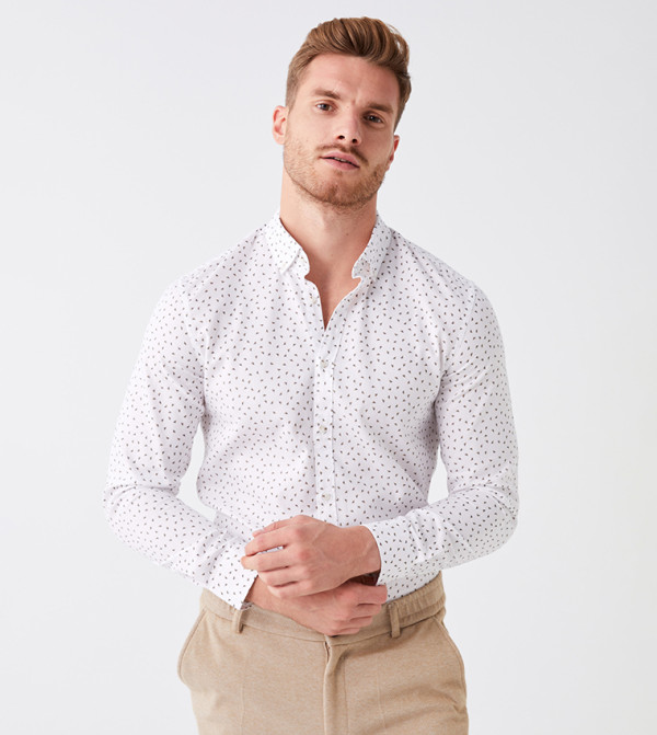 Patterned Long Sleeves Slim Fit Shirt