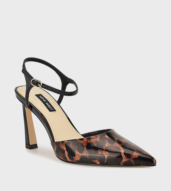 DRES Leopard Print Ankle Strap Pumps