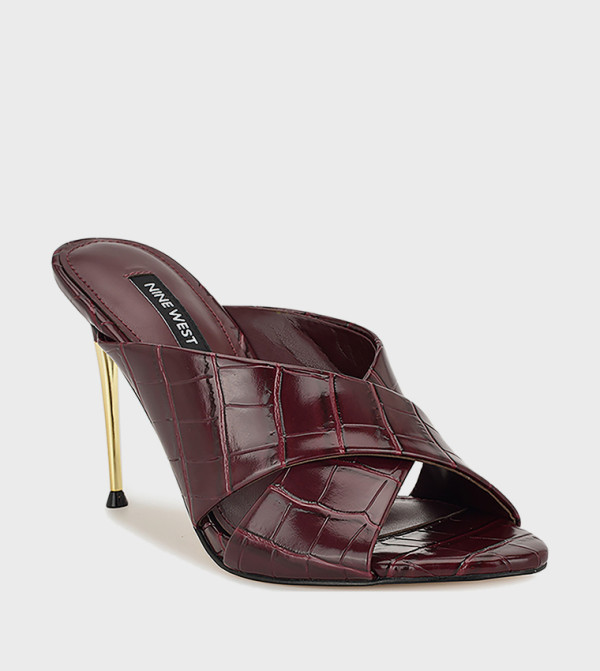 SANCIE Textured Criss-Cross Strap Heeled Sandals