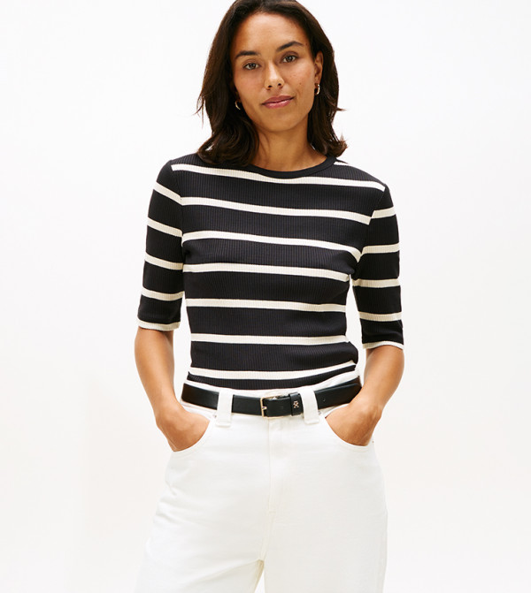 تيشيرت مخطط كم طويل 