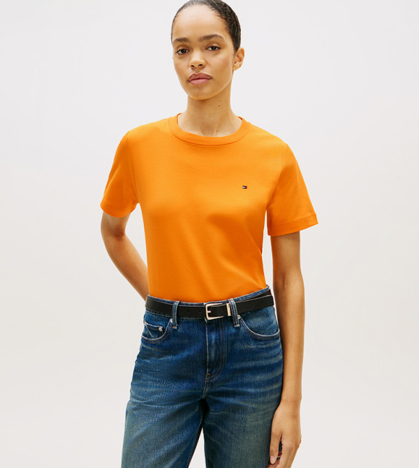 Flag Detail Crew Neck Boxy T-Shirt
