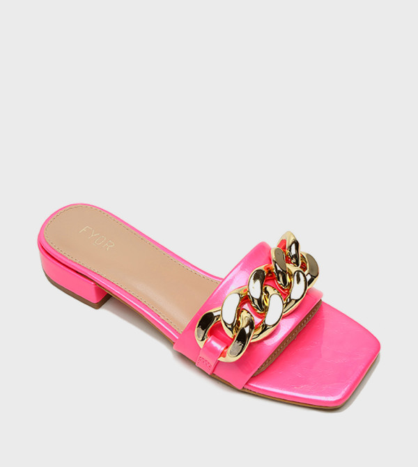 Chain Detail Square Detail Heeled Sandals