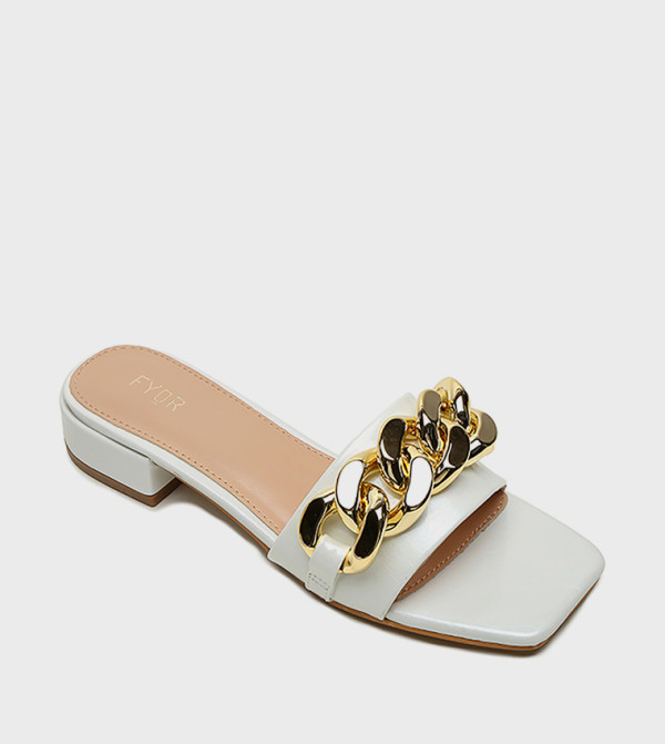 Chain Detail Square Detail Heeled Sandals
