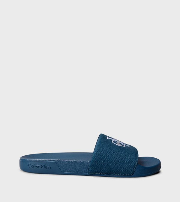 Logo Embroidered Open Toe Slides