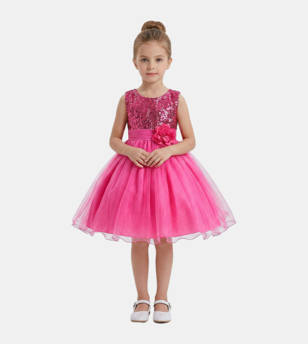 Sequin Tulle Fit & Flare Dress