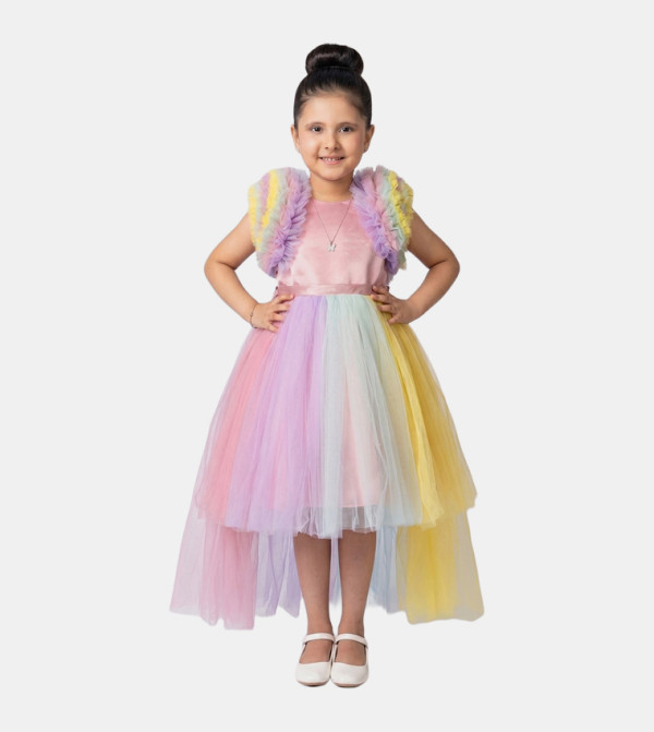 Ruffled Tulle High-Low Party Dress