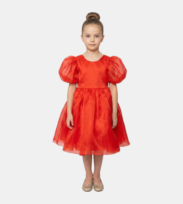 Puff Sleeves Organza Party Dress
