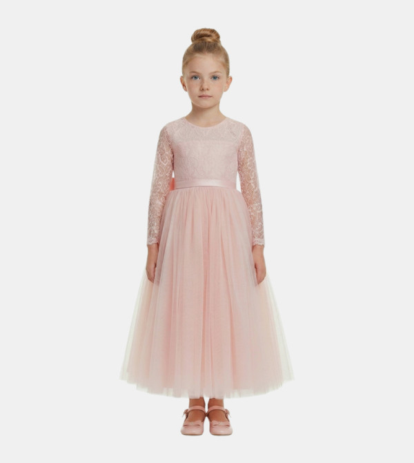 Lace Long Sleeves Tulle Gown