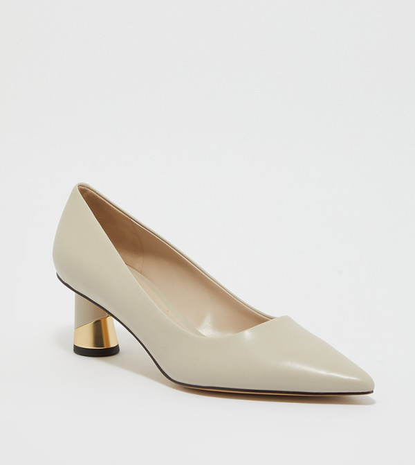 Charles & Keith Fashion Heels - White Block Heels