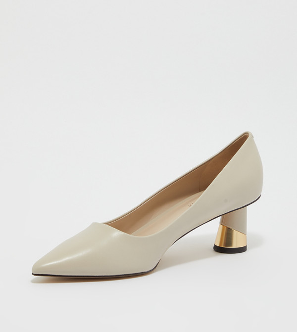 Charles & Keith Fashion Heels - White Block Heels