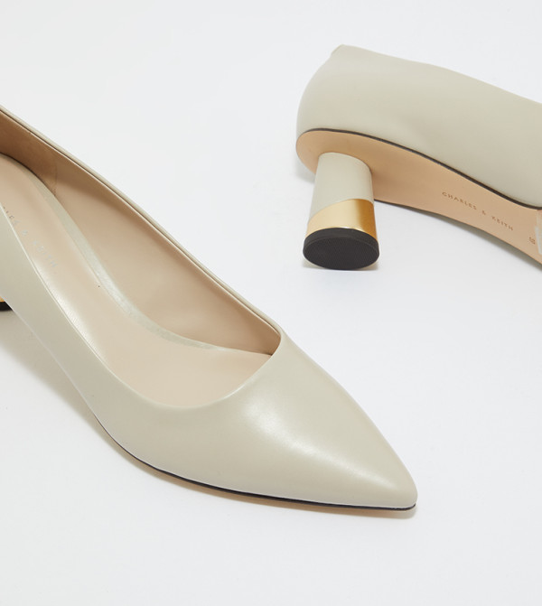 Charles & Keith Fashion Heels - White Block Heels