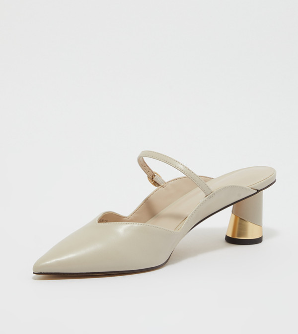 Charles & Keith Fashion Heels - White Block Heels