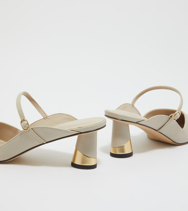 Charles & Keith Fashion Heels - White Block Heels