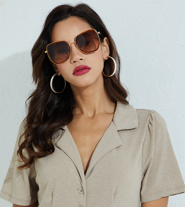 تشارلز آند كيث  نظارات الشمسية - بني  Round Sunglasses
