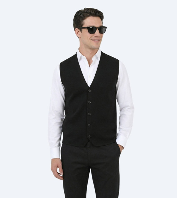 كيب  سترات بياقة V  - أسود V-neck Sweaters