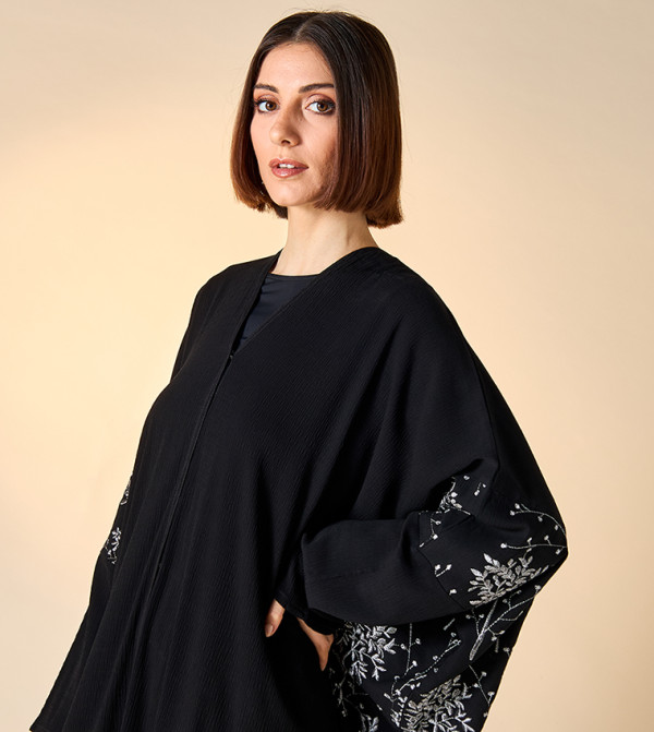 اتش ام  عباية - أسود Abayas