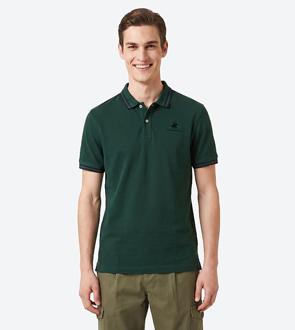 Beverly Hills Polo Club  Polo T-Shirts - Green Polo T-shirts