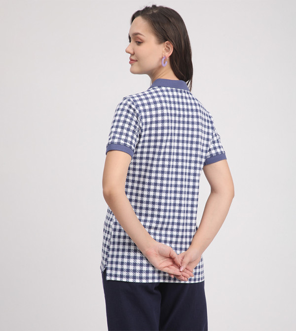 بيفرلي هيلز بولو كلوب  checkered-plaid-w - أزرق قمصان بولو