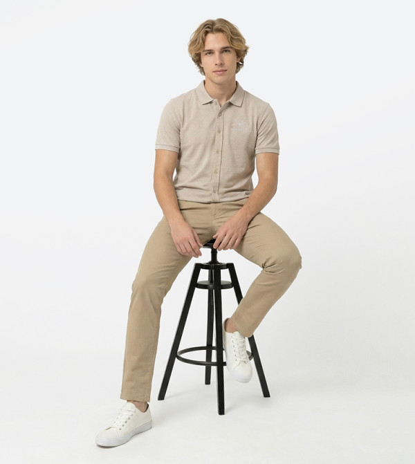 Beverly Hills Polo Club Shirts - Taupe Short Sleeves