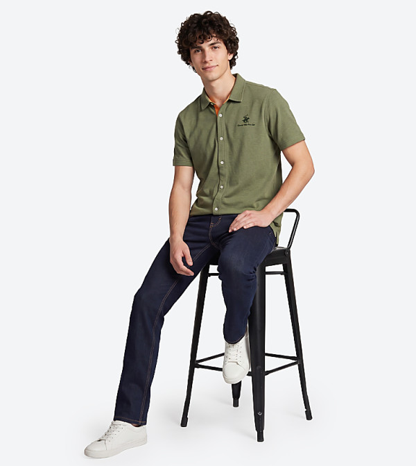 Beverly Hills Polo Club  Short Sleeves - Olive Short Sleeves