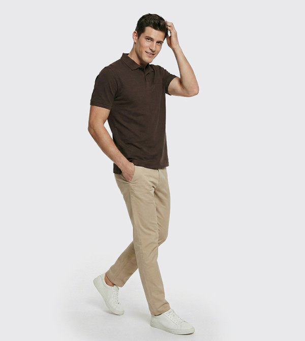 Beverly Hills Polo Club  Clothing - Brown Polo T-shirts