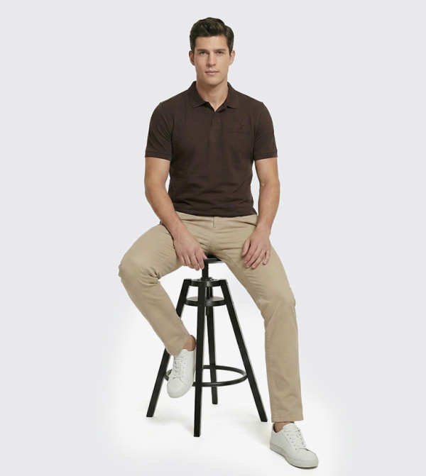 Beverly Hills Polo Club  Clothing - Brown Polo T-shirts