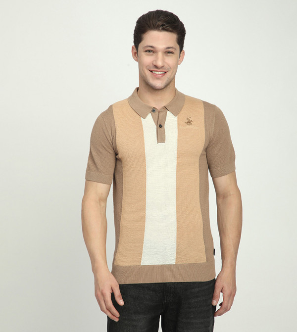Beverly Hills Polo Club striped-society-m - Beige Polo T-shirts