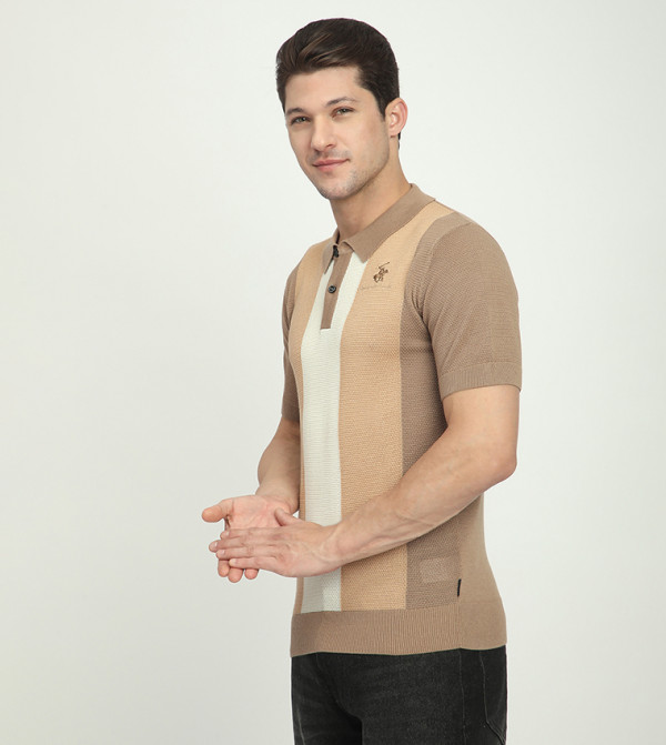 Beverly Hills Polo Club striped-society-m - Beige Polo T-shirts