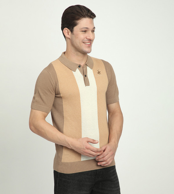 Beverly Hills Polo Club striped-society-m - Beige Polo T-shirts