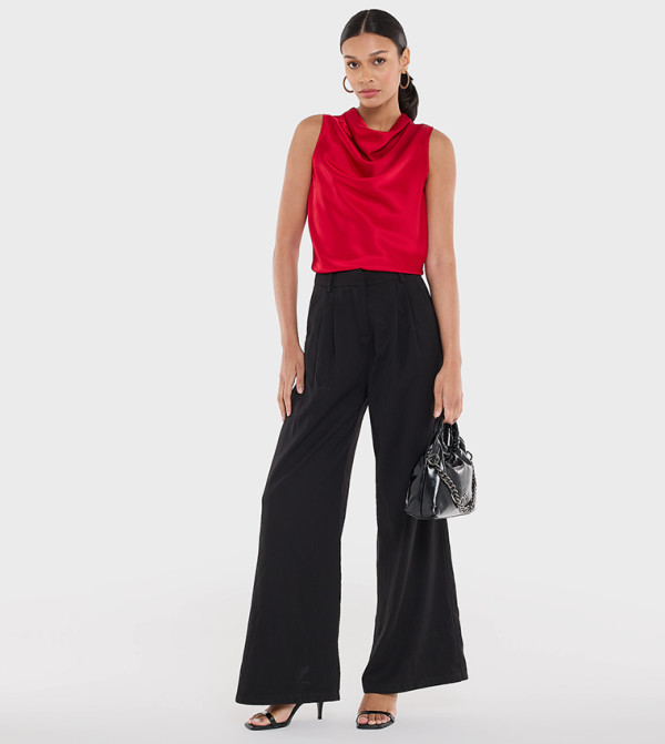 BCBG  satin-going-out - Red Sleeveless Tops
