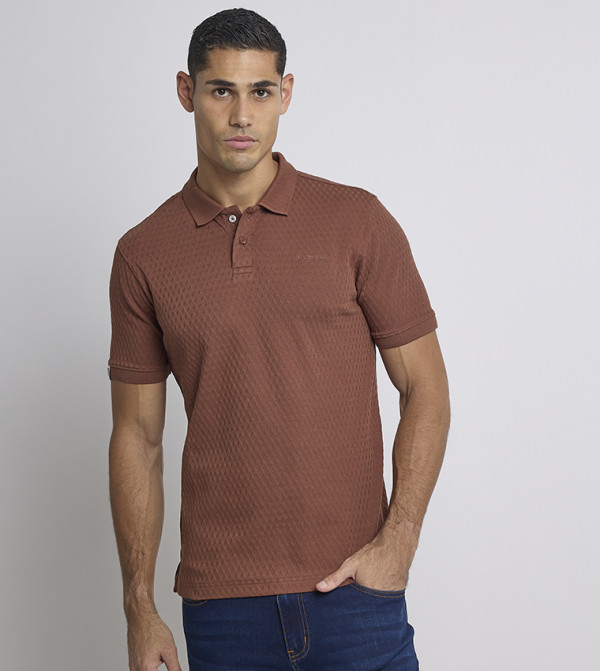 Ben Sherman textured-neutral-linen - Brown Polo T-shirts
