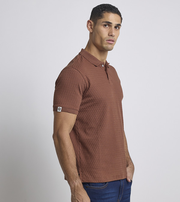 Ben Sherman textured-neutral-linen - Brown Polo T-shirts