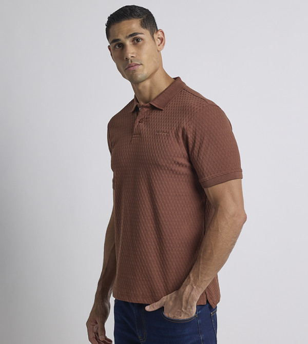 Ben Sherman textured-neutral-linen - Brown Polo T-shirts