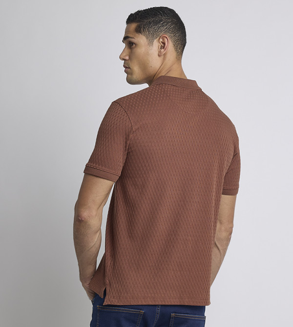 Ben Sherman textured-neutral-linen - Brown Polo T-shirts