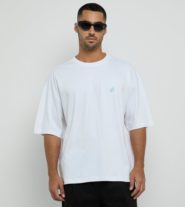 F5 - Off White Round Neck T-Shirts