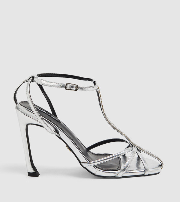 ناين وست  أحذية - فضي كعب