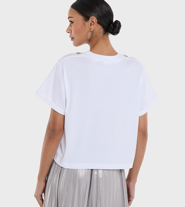 BCBG  Clothing - White Short Sleeve T-Shirts