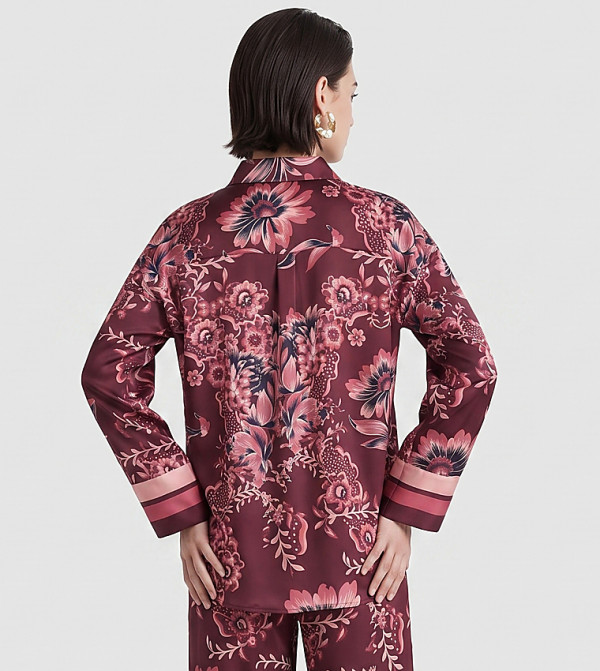 BCBG  the-high-neck-shift - Burgundy Shirts