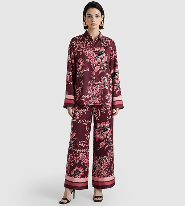 BCBG  the-high-neck-shift - Burgundy Shirts