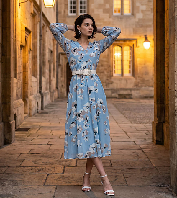 BCBG  Midi Dresses - Blue Midi Dresses