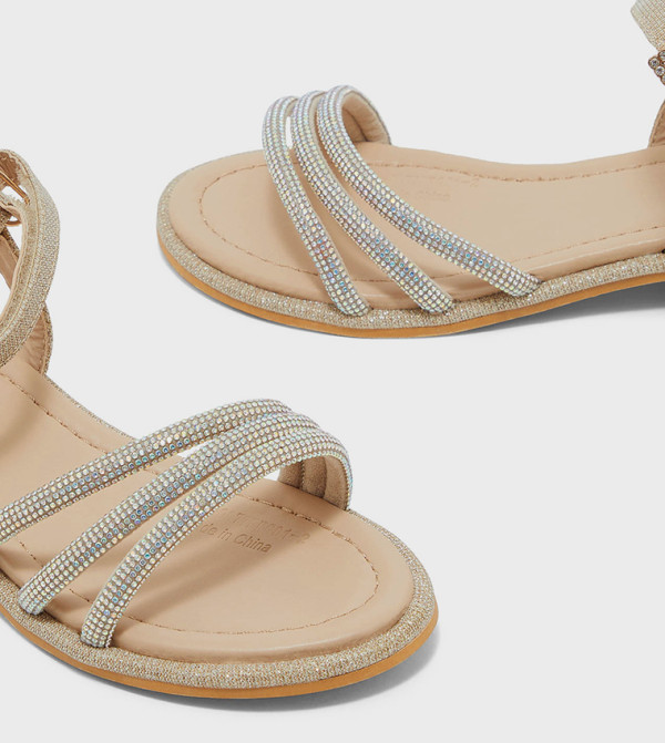 R&B  Flat Sandals - Gold Flat Sandals