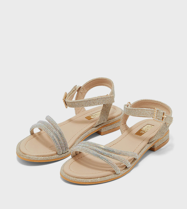 R&B  Flat Sandals - Gold Flat Sandals