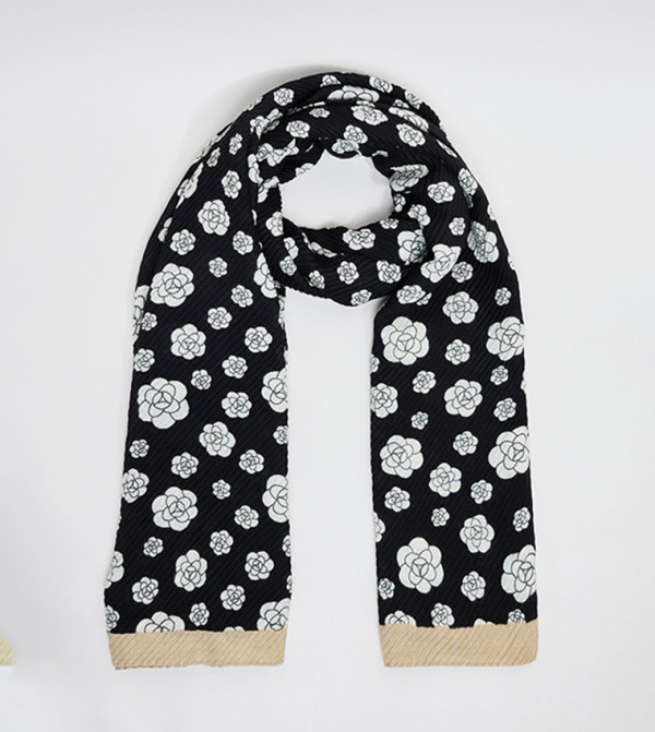 R&B  Scarves - Black Woven Scarves