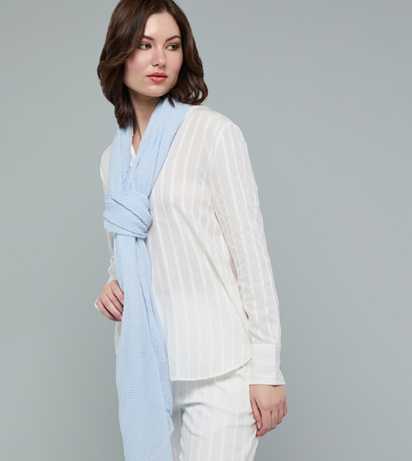 R&B  Scarves - Light Blue Woven Scarves