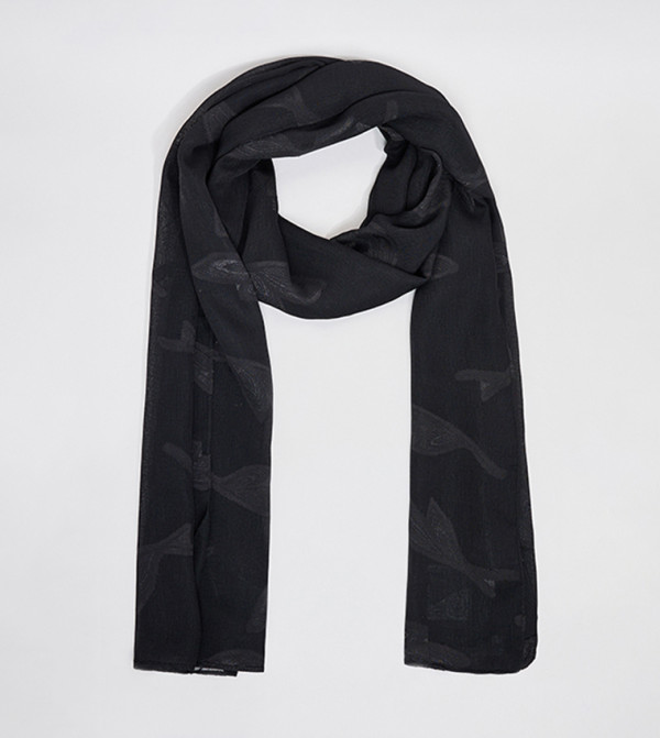 R&B  Scarves - Black Woven Scarves